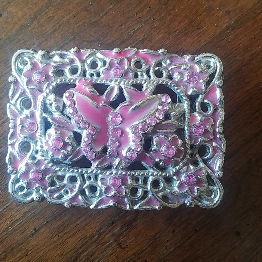 Pink Butterfly belt buckle